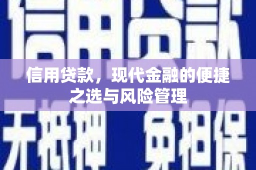 商州信用贷款，现代金融的便捷之选与风险管理