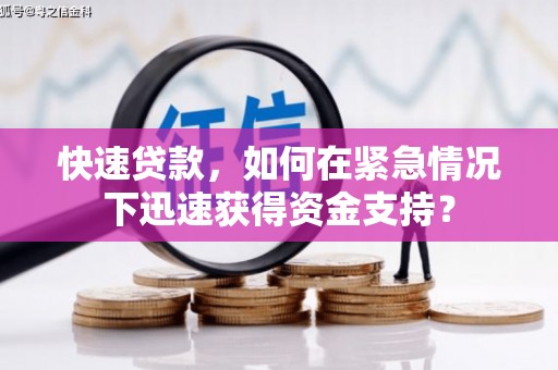 商州快速贷款，如何在紧急情况下迅速获得资金支持？