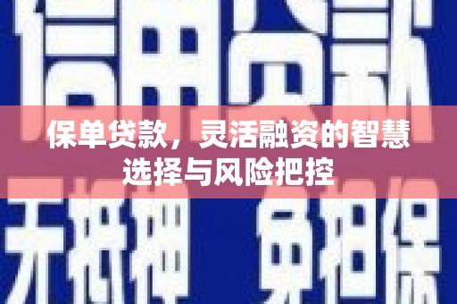 商州保单贷款，灵活融资的智慧选择与风险把控