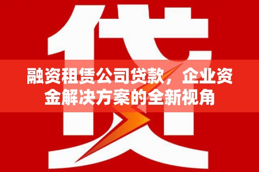 商州融资租赁公司贷款，企业资金解决方案的全新视角