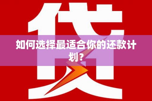 商州如何选择最适合你的还款计划？