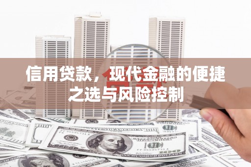 商州信用贷款，现代金融的便捷之选与风险控制