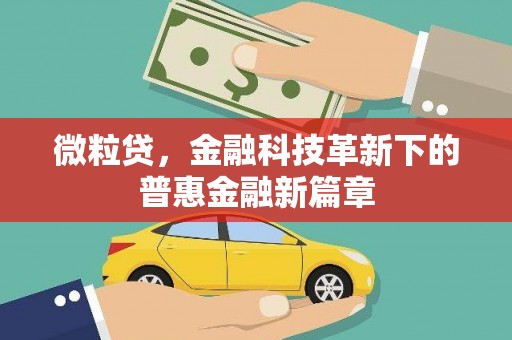 商州微粒贷，金融科技革新下的普惠金融新篇章