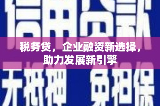 商州税务贷，企业融资新选择，助力发展新引擎