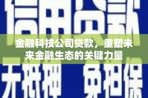 商州金融科技公司贷款，重塑未来金融生态的关键力量