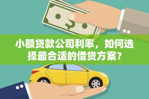 商州小额贷款公司利率，如何选择最合适的借贷方案？
