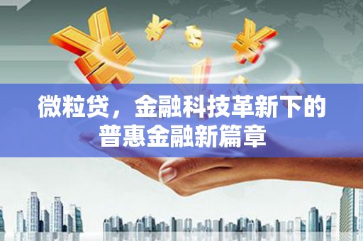 商州微粒贷，金融科技革新下的普惠金融新篇章