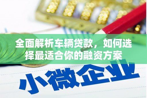 商州全面解析车辆贷款，如何选择最适合你的融资方案